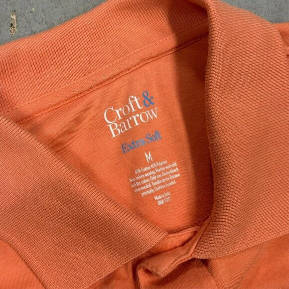 Croft & Barrow Extra Soft Polo Shirt Stretch Short Sleeve Orange Medium - Picture 5 of 7